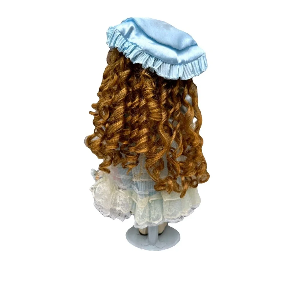Cathay Collection Porcelain‎ Doll Blue Dress Curly Hair With Box Collectible